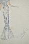 Atelier VIONNET - Dessin original - Crayon - Robe drapé blanche 280