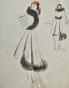 Atelier VIONNET - Dessin original - Crayon - Manteau fourrure blanc et noir 294