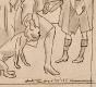 Auguste ROUBILLE - Dessin original - Crayon - Le chien desobeissant