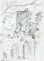 Claude VIETHO - Dessin original - Crayons - La tour à St Emilion 3