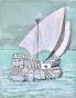 Armel DE WISMES - Peinture Originale - Gouache - Galion en mer