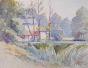 Etienne GAUDET - Peinture originale - Aquarelle - Moulin aux Ponts Saint Michel entre Blois et Saint Gervais