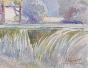 Etienne GAUDET - Peinture originale - Aquarelle - Moulin aux Ponts Saint Michel entre Blois et Saint Gervais