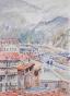 Etienne GAUDET - Peinture originale - Aquarelle - Amélie les Bains, Pyrénées-Orientales