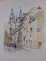 Etienne GAUDET - Peinture originale - Aquarelle - Blois, l'Eglise St Nicolas