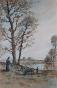 Etienne GAUDET - Peinture originale - Aquarelle - La Béchère au Bord de la Loire
