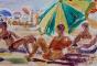 Edouard RIGHETTI - Peinture originale - Aquarelle - Sur La Plage