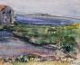 Edouard RIGHETTI - Peinture originale - Aquarelle -  Maison au Bord de l'Eau dans l'Hérault