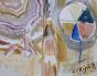 Edouard RIGHETTI - Peinture originale - Aquarelle -  Scène de plage