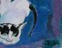 Edouard RIGHETTI - Peinture originale - Gouache huilée - Les Chats