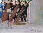 Edouard RIGHETTI - Peinture originale - Aquarelle gouachée -  L'orchestre, Festival de Menton