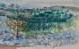 Edouard RIGHETTI - Peinture originale - Aquarelle -  Paysage bleuté