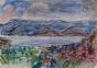 Edouard RIGHETTI - Peinture originale - Aquarelle -  Lac de Salagon