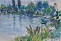 Edouard RIGHETTI - Peinture originale - Aquarelle gouachée -  Auvers sur l'oise