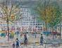 Edouard RIGHETTI - Peinture originale - Aquarelle gouachée -  Place du marché à Malakoff, Paris
