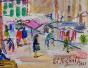 Edouard RIGHETTI - Peinture originale - Gouache - La place du marché à Malakoff, Paris 3