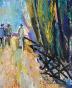 Edouard RIGHETTI - Peinture originale - Gouache - Promenade dans le Midi
