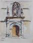 Etienne GAUDET - Peinture originale - Aquarelle - Porte de l'Eglise d'Onzain