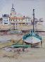 Etienne GAUDET - Peinture originale - Aquarelle - Le port de St Gilles