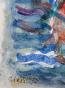 Edouard RIGHETTI - Peinture originale - Gouache - Planches à voiles à Carnon