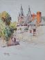 Etienne GAUDET - Peinture originale - Aquarelle - Blois, rue des carmélites