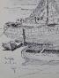 Etienne GAUDET - Dessin original - Encre - Barques au port de Saint Gilles