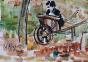 Edouard RIGHETTI - Peinture originale - Aquarelle - L'homme au chien