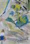 Edouard RIGHETTI - Peinture originale - Aquarelle - Les tilleuls à Etretat