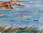 Edouard RIGHETTI - Peinture originale - Aquarelle -  Vue sur la mer