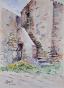 Etienne GAUDET - Peinture originale - Aquarelle - Croix de vie, Vieil escalier