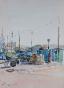 Etienne GAUDET - Peinture originale - Aquarelle - Quai du Port Croix de vie