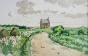 Pierre-Edmond PERADON - Peinture originale - Aquarelle - Maison champêtre dans le Calvados