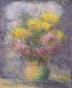 Rodolphe PLANQUETTE - Dessin original - Pastel - Vase vert aux chrysanthèmes