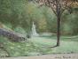 Rodolphe PLANQUETTE - Dessin original - Pastel - L'arbre et la statue au parc Monceau