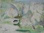 Janie Michels - Peinture originale - Gouache - Le pré aux chevaux
