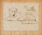 Auguste ROUBILLE - Dessin original - Crayon - Statues de Lion