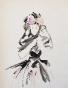 Janine JANET - Peinture originale - Aquarelle - Femme en robe de soirée 1