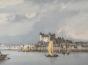Francois D'IZARNY - Estampe originale - Lithographie - Château vu de la mer