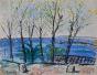 Edouard RIGHETTI - Peinture originale - Aquarelle gouachée -  Menton, Port de Garavan