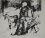 Pierre LETELLIER - Estampe originale - Lithographie - Le berger et son chien