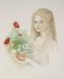 Valerie MANZANO - Estampe originale - Lithographie signée - La jeune fille au bouquet
