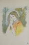 Louis TOUCHAGUES - Estampe originale -  Lithographie- Jeune femme dans les bois