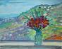 Robert SAVARY- Peinture originale - Gouache - Le bouquet de tulipes à Magagnosc