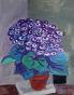 Robert SAVARY - Peinture originale - Gouache - Le bouquet violet