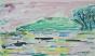Robert SAVARY - Peinture originale - Gouache - Bord de mer sous la pluie