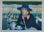 LAVERNIA Angelina- Lithographie originale signée- Chapeau bleu