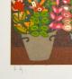 Josette BARDOUX - Estampe originale - Lithographie - Le marché aux fleurs