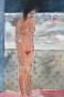 Guy Bardone - Peinture originale - Aquarelle - Nu devant la mer à marée basse