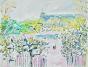 Robert SAVARY - Peinture originale - Gouache -  Paris Jardin des Tuileries