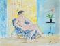 Robert SAVARY - Peinture originale - Gouache - Nu dans le fauteuil
